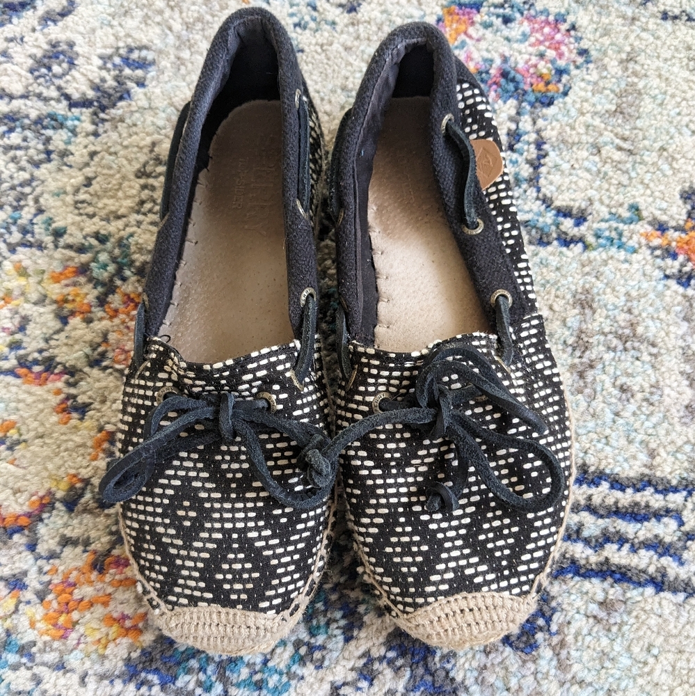 🧶 Sperry Black and White Espadrille Shoes